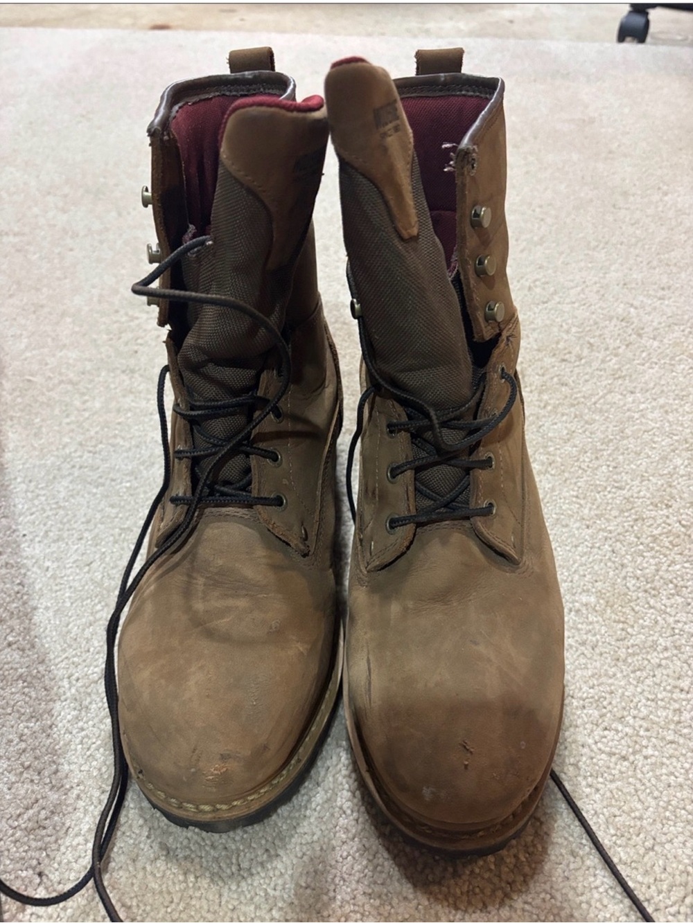 Men's Brown Lace-Up Work Boots - Durable Outdoor Style 9EW